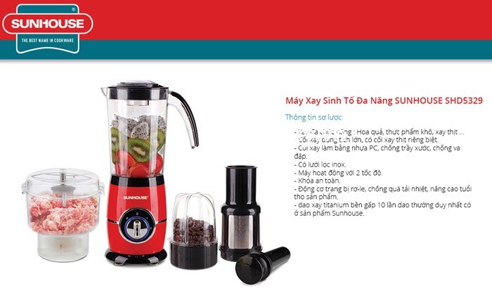 Máy xay sinh tố đa năng SunHouse 
