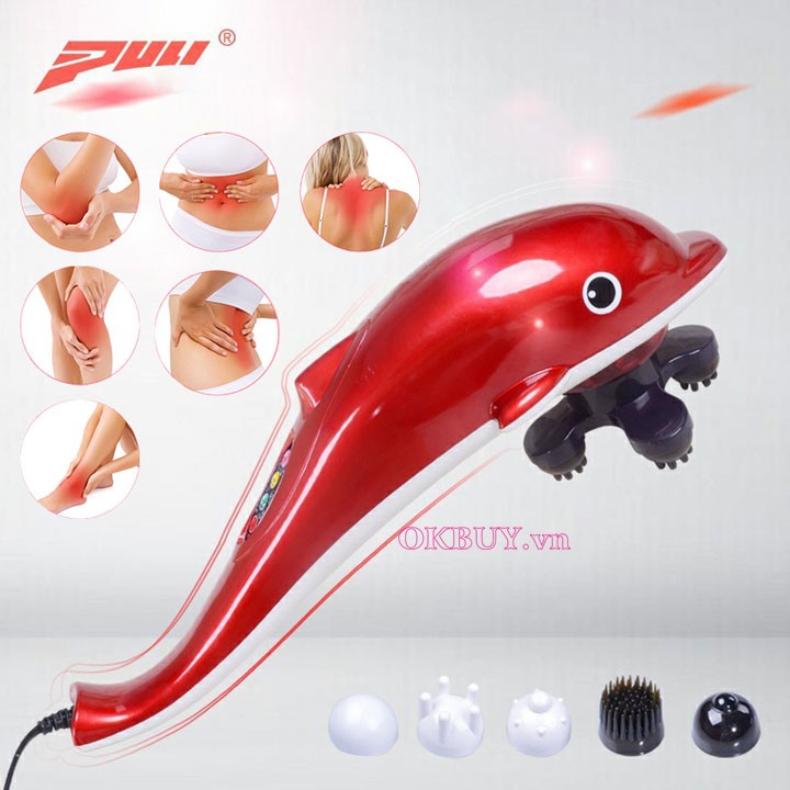 Máy massage cầm tay cá heo 6 đầu PULI PL-608B - Điện tử