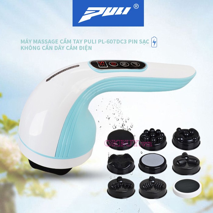 Máy massage cầm tay pin sạc Puli PL-607DC3 - 8 đầu