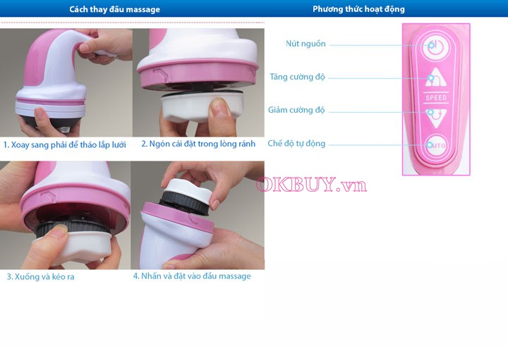 Máy massage cầm tay Puli PL604A-Nút bấm