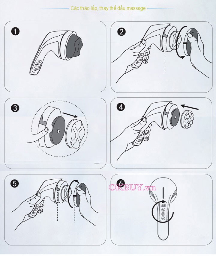 cách tháo lắp các đầu mát xa