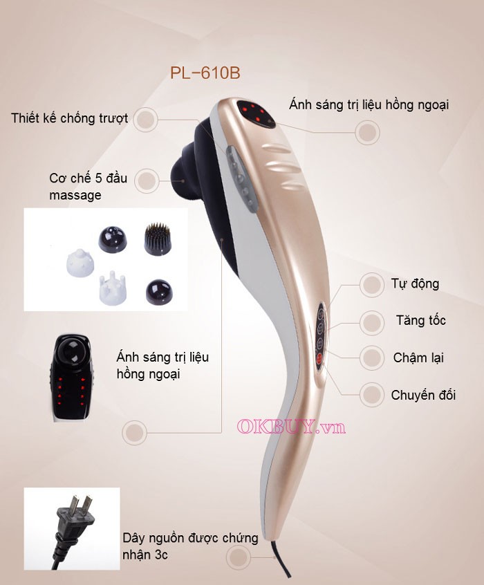 massage cầm tay Puli PL-610B - Điện tử