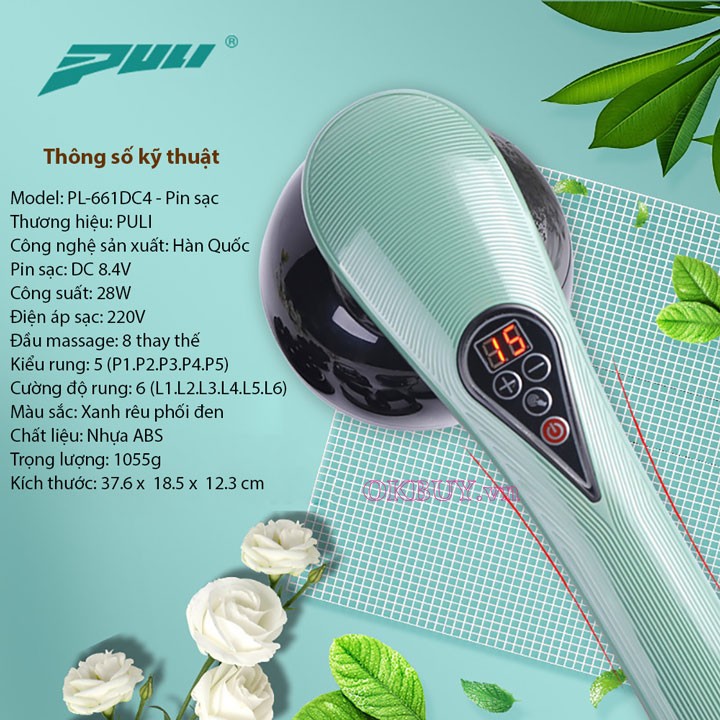 massage cầm tay pin sạc PULI PL-661DC4 pin sac