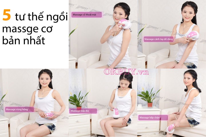 massage cầm tay 4 đầu Puli PL-604B - Có hồng ngoại