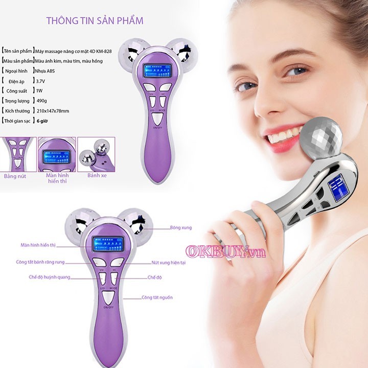 Máy nâng cơ mặt giúp tái tạo, kích thích cũng như giúp xoa tan mỡ trên khuôn mặt nhanh chóng