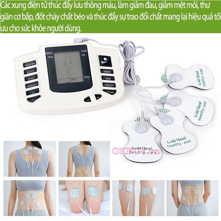 Sử dụng máy massage xung điện sẽ giúp chặn tín hiệu cơn đau, giảm đau cơ hiệu quả
