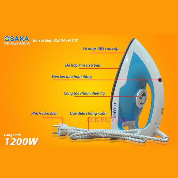 Bàn ủi khô Nhật Bản Osaka HA103