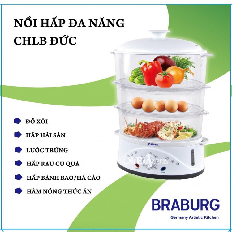 nồi hấp điện 3 tầng Braburg