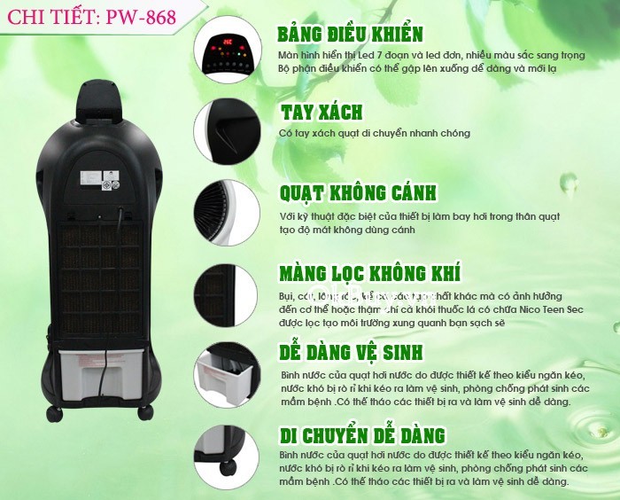 quạt hơi nước thái lan Panwolrd PW-868